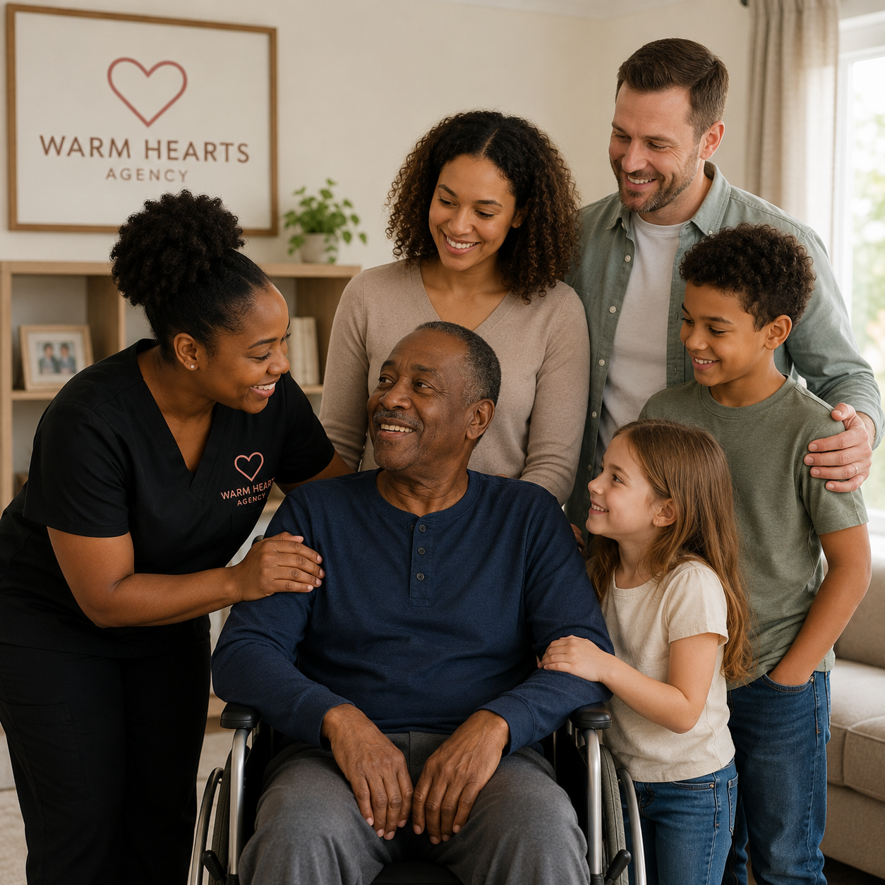 Caregivers and clients at Warm Hearts Agency